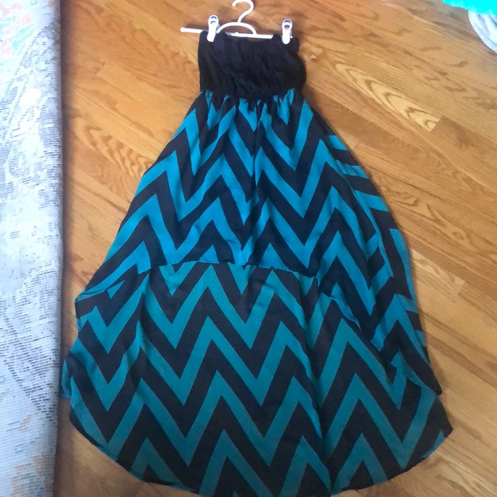 High low strapless dress